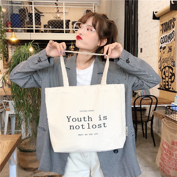 Túi tote giá rẻ vải canvas đeo chéo đi học LUVADO TX761