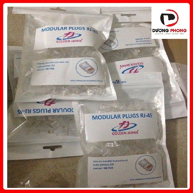 Hạt mạng RJ45 GOLDEN JAPAN Cat5e Chính Hãng [Bịch 100 Cái]