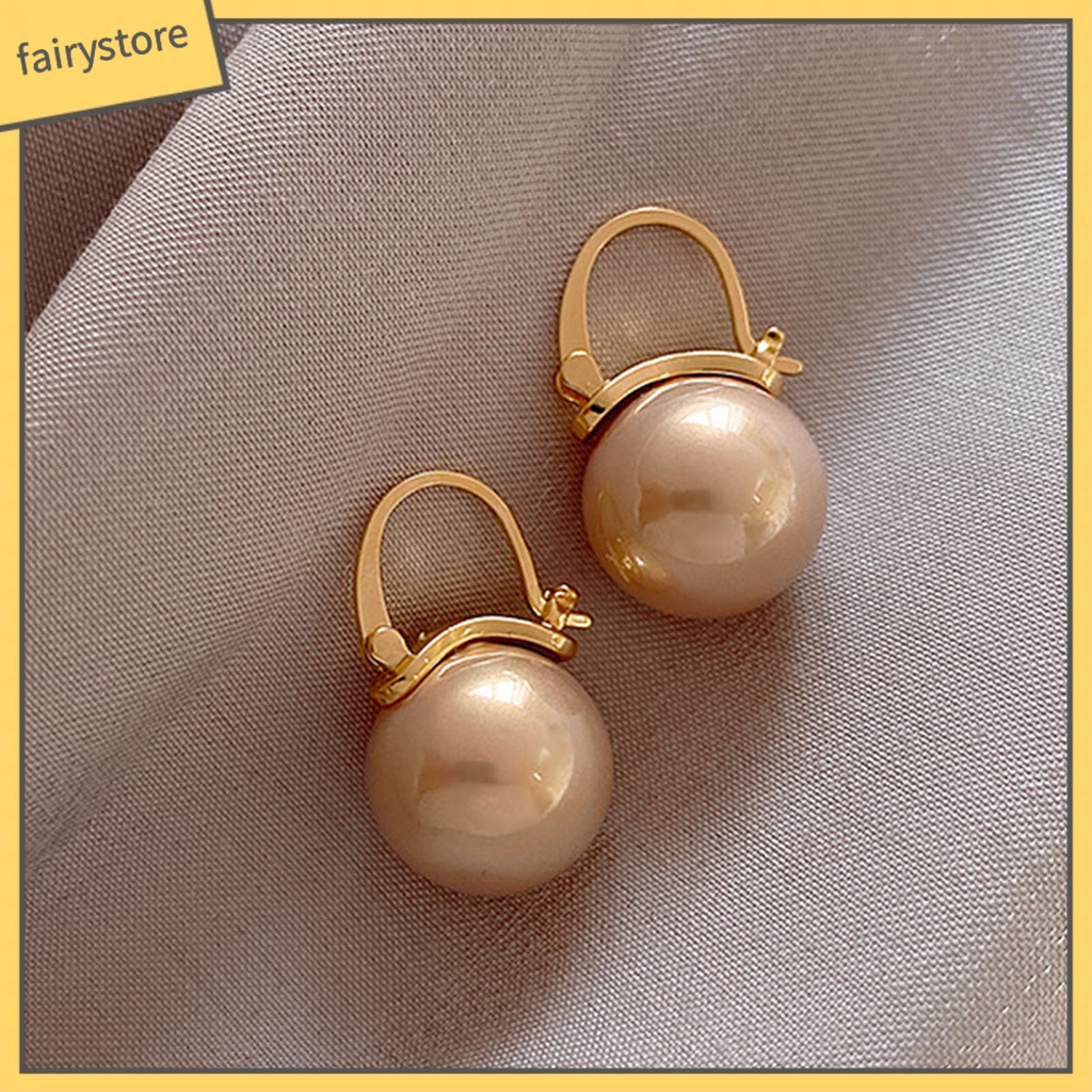 1 đôi bông tai hình học đính ngọc trai giả thanh lịch cho nữ