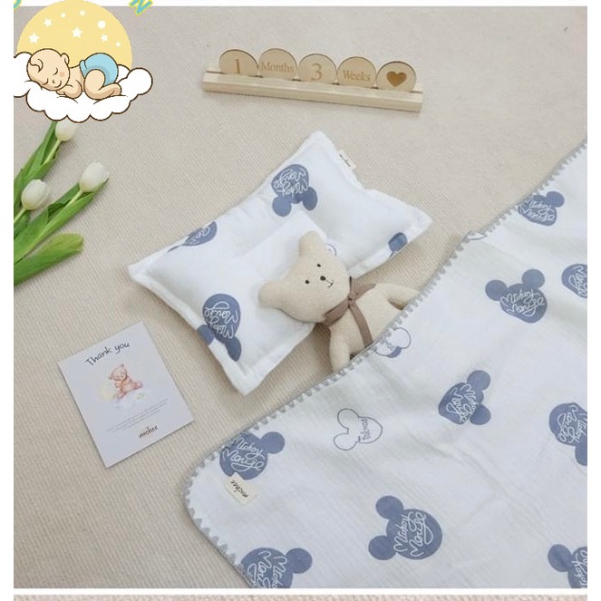 SET CHĂN MỎNG KÈM GỐI MOCHEE VẢI XÔ MUSLIN