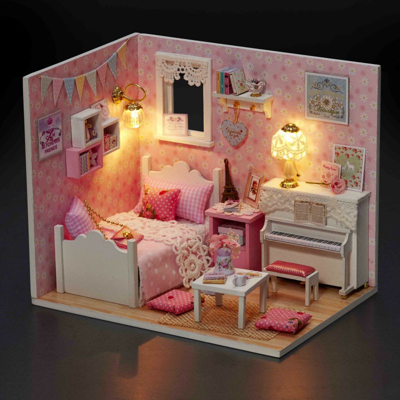 Đồ Chơi Mô Hình Nhà Gỗ Diy Cute Room No H001 ( Tặng Kèm Mica + Keo)