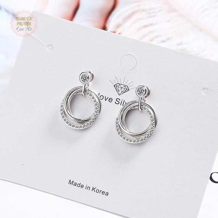 Bông tai nữ style Hàn, siêu xinh bạc ý S925 - HT234