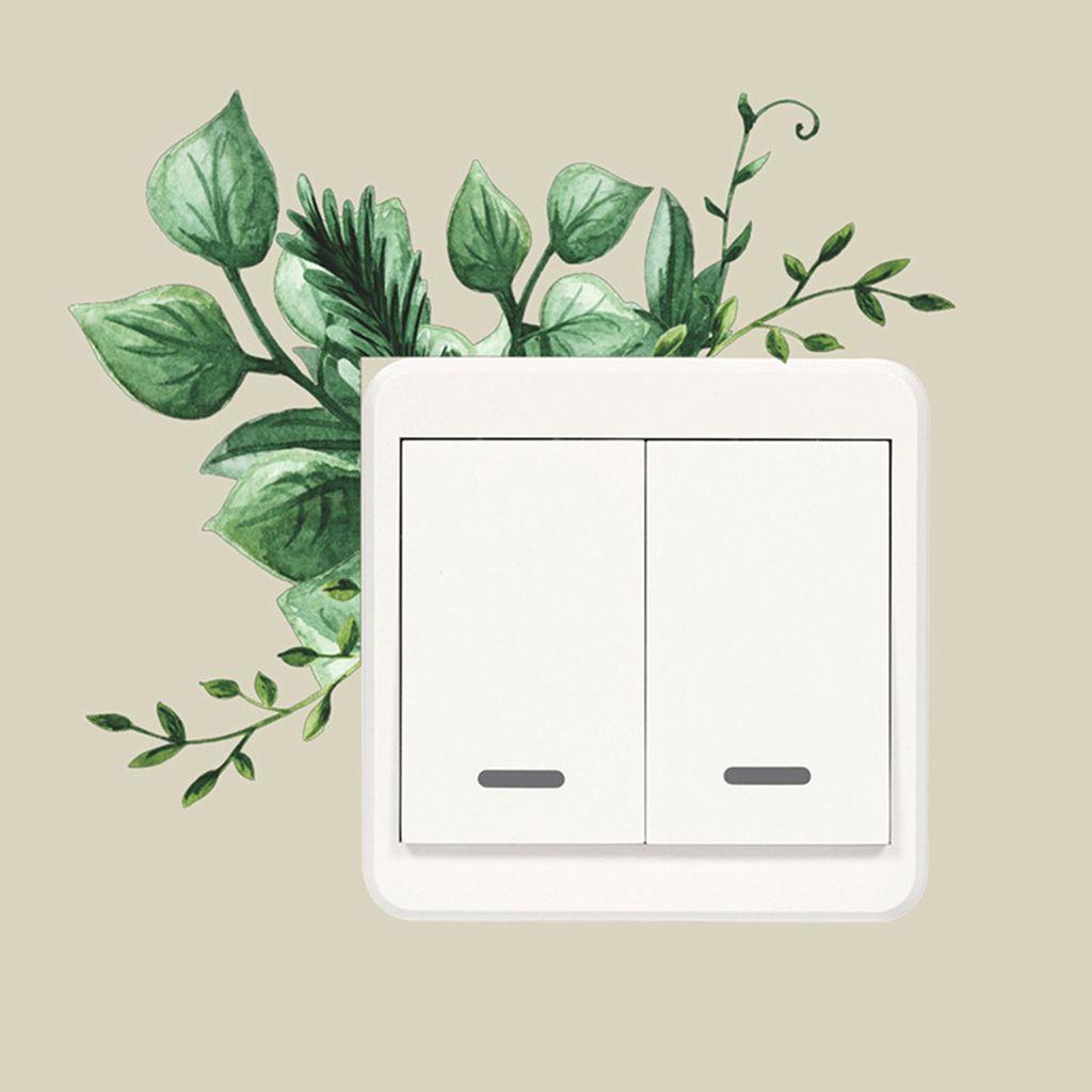Sticker PVC Dán Công Tắc Trang Trí Nhà Họa Tiết Lá Cây