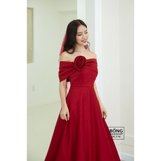 Váy cưới phi nhật đỏ trễ vai DC776PND