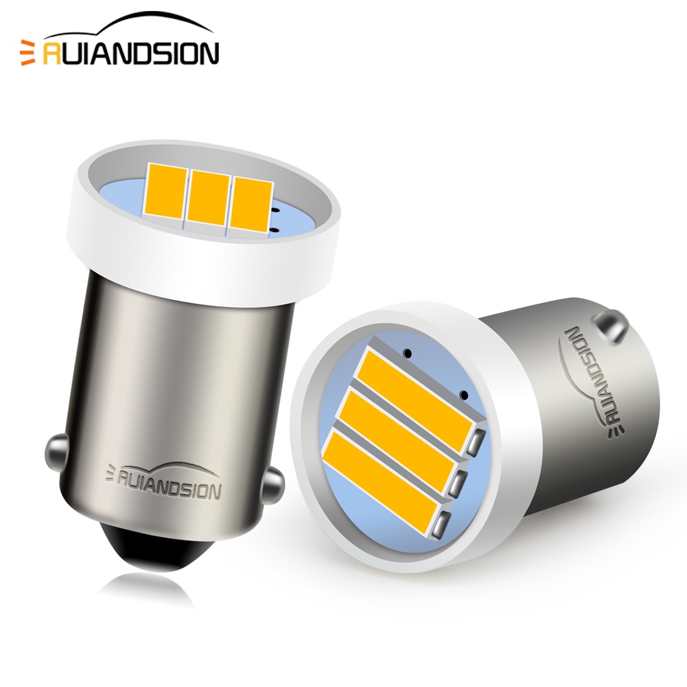 2 Chiếc Ruiandsion Cao Sáng BA9S T4W Bóng Đèn LED 6V 24V Trắng Ấm Trắng Xe Ô Tô Xe Tải Bên Bóng Đèn 
