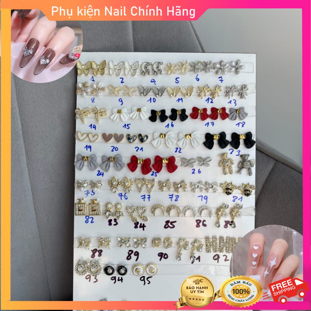 [Bán lẻ] Charm nail cao cấp, Chram nơ, bướm, gấu, chamr hoa trang trí móng chính hãng (lẻ cái)