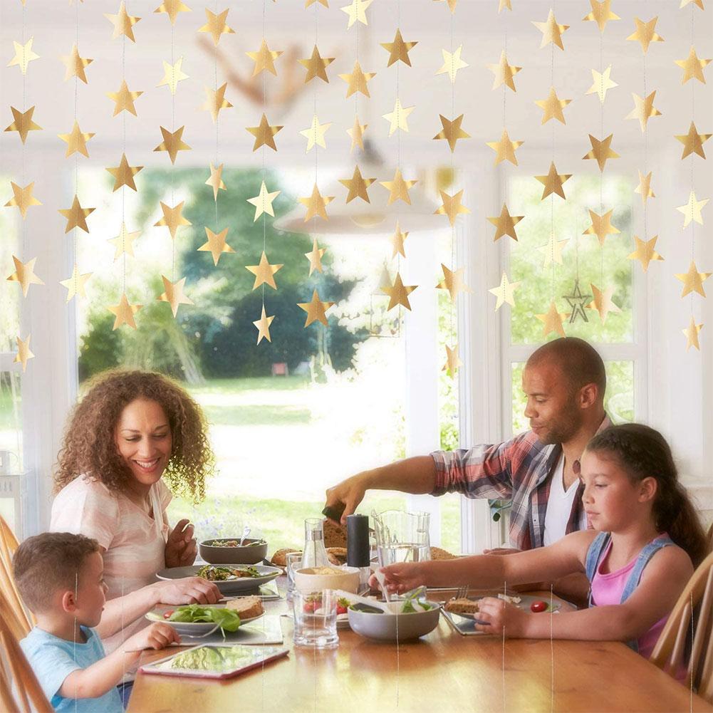 4m vòng ngôi sao giấy lấp lánh trang trí treo tiệc đám cưới sinh nhật Giáng sinh
