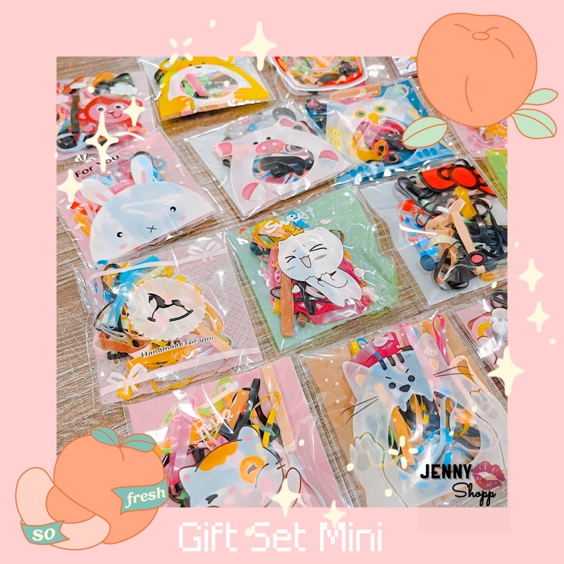 Set Chun Buộc Tóc Nhiều Màu Hình Ngộ Nghĩnh Cute Túi 7*7Cm