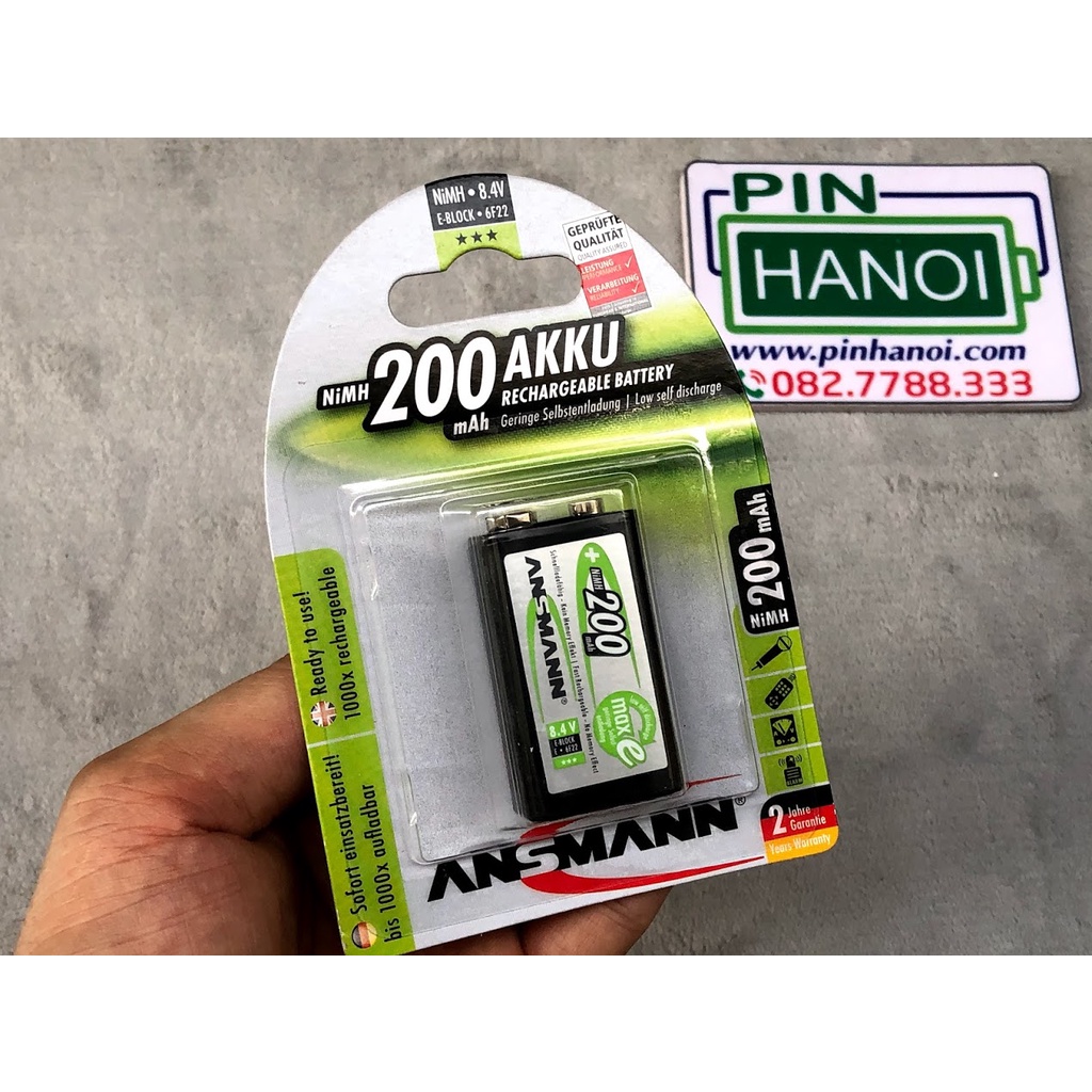Pin sạc ANSMANN Pin 9V NiMH E 6F22 200mAh 5035342