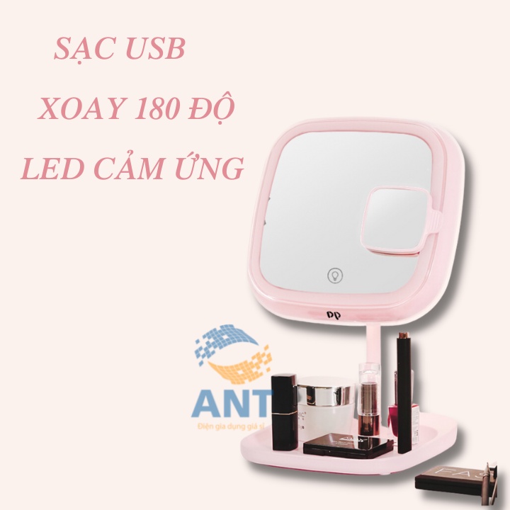 Gương để bàn trang điểm đèn led 3 chế độ ánh sáng, kiềm đèn bàn đọc sách