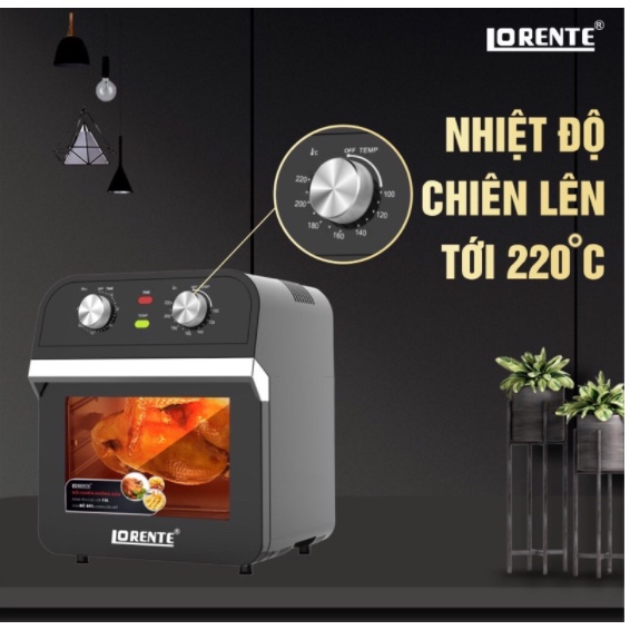 Nồi chiên Không dầu kiêm Lò nướng đa năng 15L, Lorente LT1500 - Hàng Chính hãng, Bảo hành 12 tháng