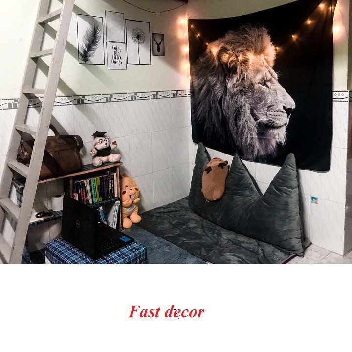 Thảm treo tường trang trí phòng ngủ ⚡[𝑻𝑨̣̆𝑵𝑮 𝑴𝑶́𝑪 𝑻𝑹𝑬𝑶]⚡ Tranh vải decor vintage cá tính
