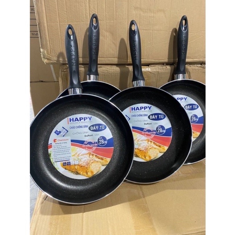Chảo Chống Dính Vân Đá Đáy Từ Happy 22/24/2628cm - Dùng Bếp Từ/ Bếp Ga/ Bếp Hồng Ngoại