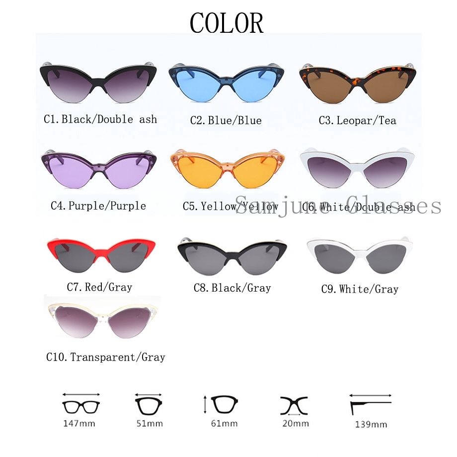 Kính mát mắt mèo thời trang chống tia UV400 dành cho nữ SAMJUNE