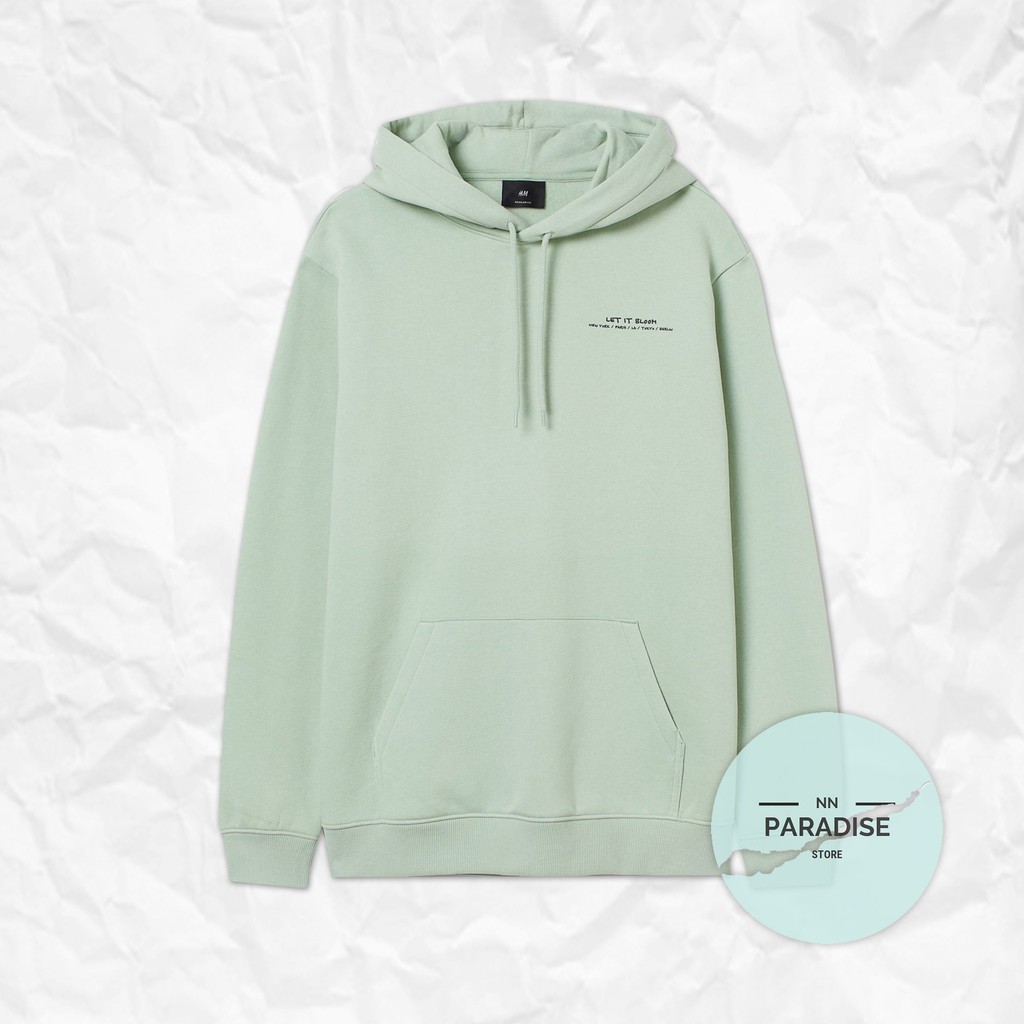 Áo Hoodie Leet It Bloom Mint Green H & M 100% Original