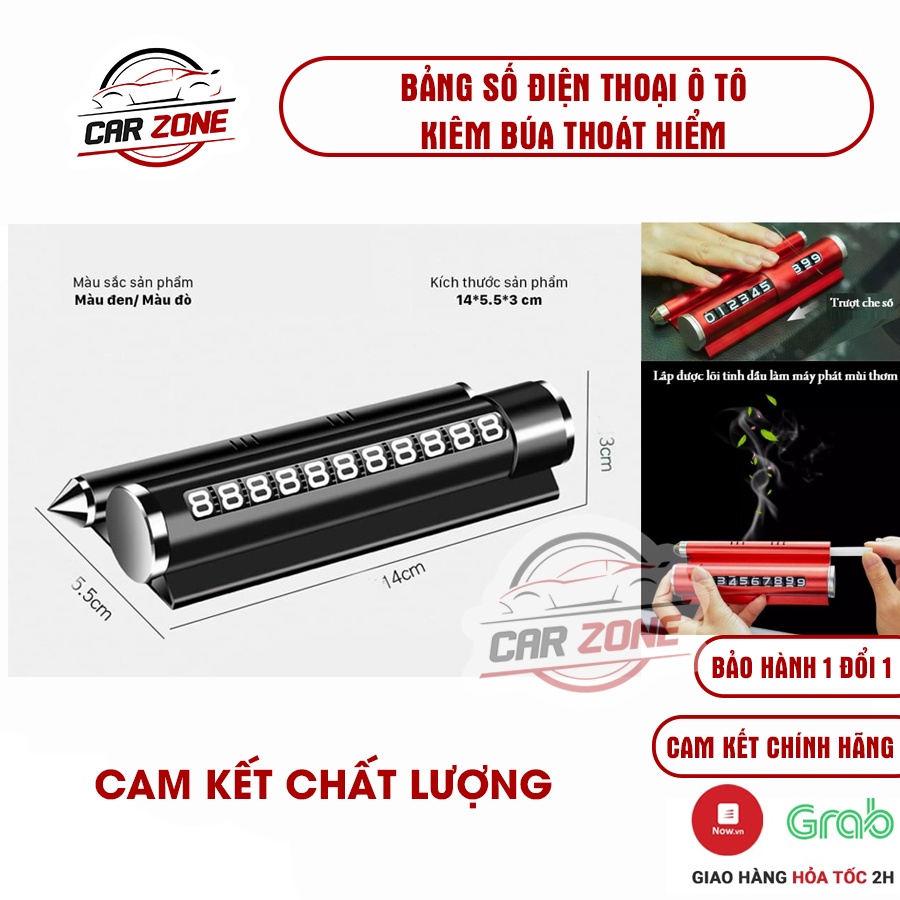 Bảng số điện thoại ô tô 3 trong 1, bảng ghi số điện thoại để taplo ô tô kiêm giá đỡ điện thoại và búa thoát hiểm