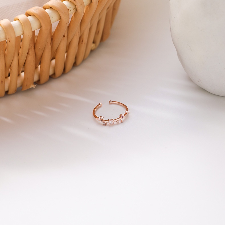 Nhẫn Hở Hình Hoa Nhỏ Đính Đá Zircon Phong Cách Hàn Quốc Mới Có Thể Điều Chỉnh