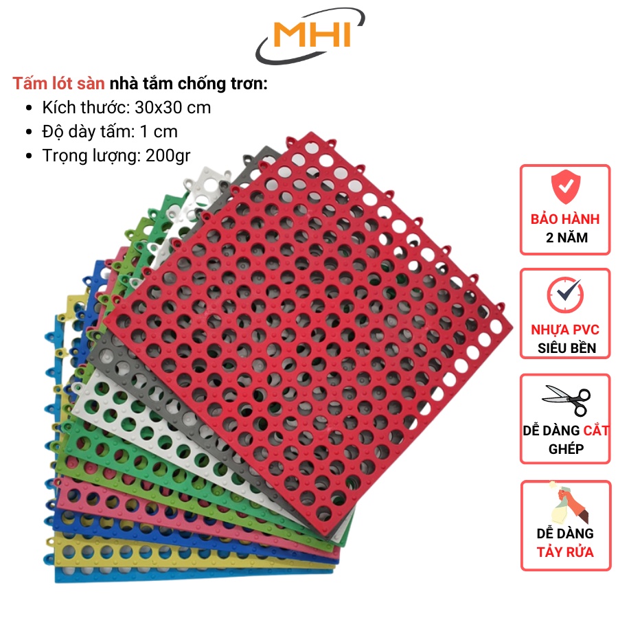 Tấm lót sàn MHI / thảm nhựa lỗ lót sàn MHI , chống trơn trượt / kháng khuẩn cho sàn nhà tắm / nhà bếp