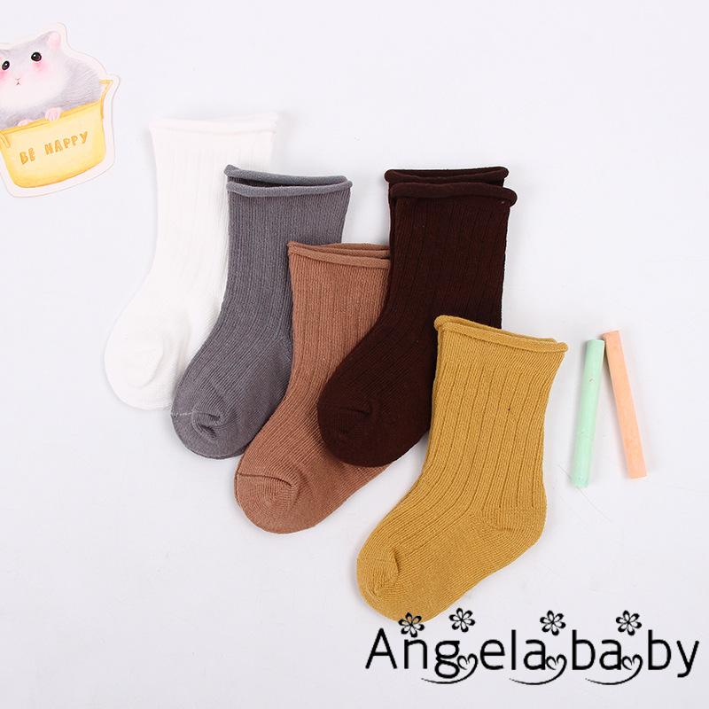 Bộ 5 đôi vớ cotton màu trơn xinh xắn dành cho bé từ 0-9 tuổi