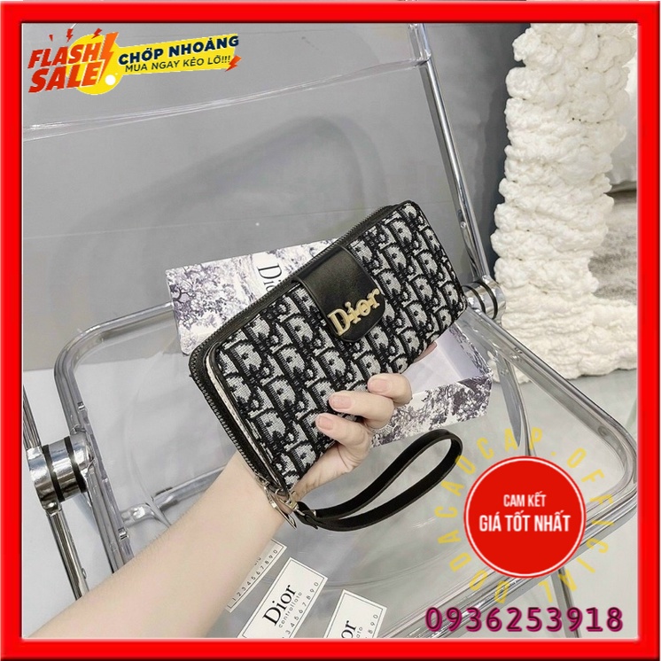 ✨ 𝑭𝑹𝑬𝑬𝑺𝑯𝑰𝑷✨ ví dài cầm tay nữ size 22cm dạ in họa tiết di.or