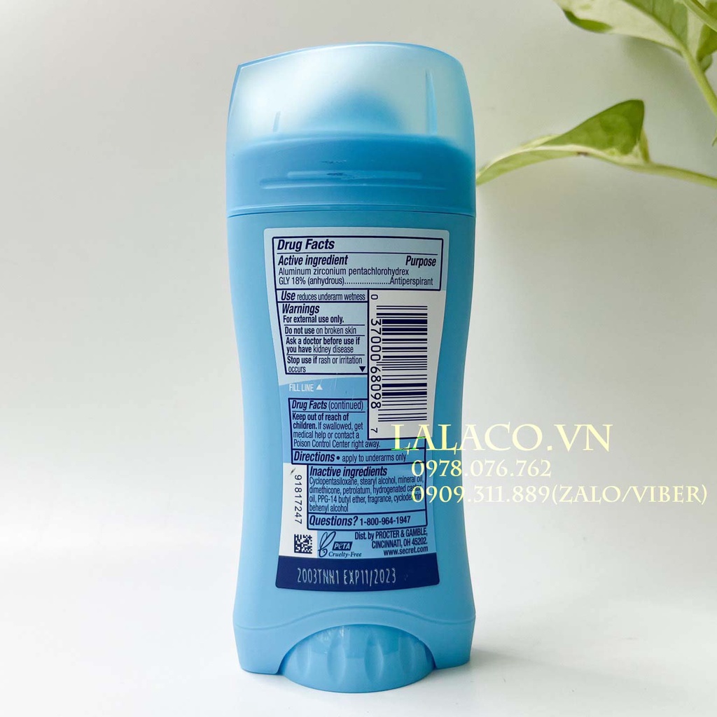 Lăn Khử Mùi Dạng Sáp Secret PH Balanced Powder Fresh ; hàng Mỹ mùi phấn em bé dễ chịu.