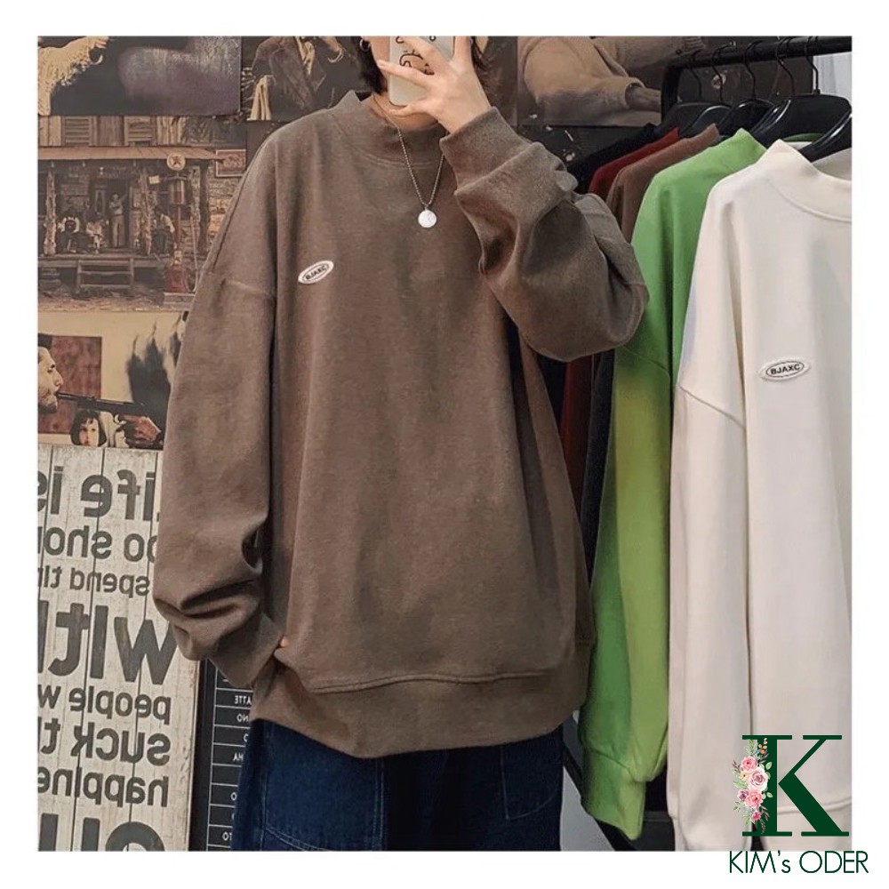Áo Sweater Unisex nỉ thu đông phong cách Hàn Quốc cổ tròn dài tay nam nữ màu đen trắng nâu xám xanh chất liệu nỉ bông | BigBuy360 - bigbuy360.vn