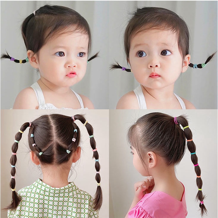 Dây Buộc Tóc Cao Su Co Giãn Tốt Thiết Kế Đơn Giản Chất Lượng Cao Cho Bé