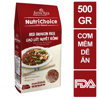 Gạo lứt đỏ Nutrichoice Huyết Rồng 500gr - Gói nhỏ tiện lợi - Cơm mềm dễ ăn