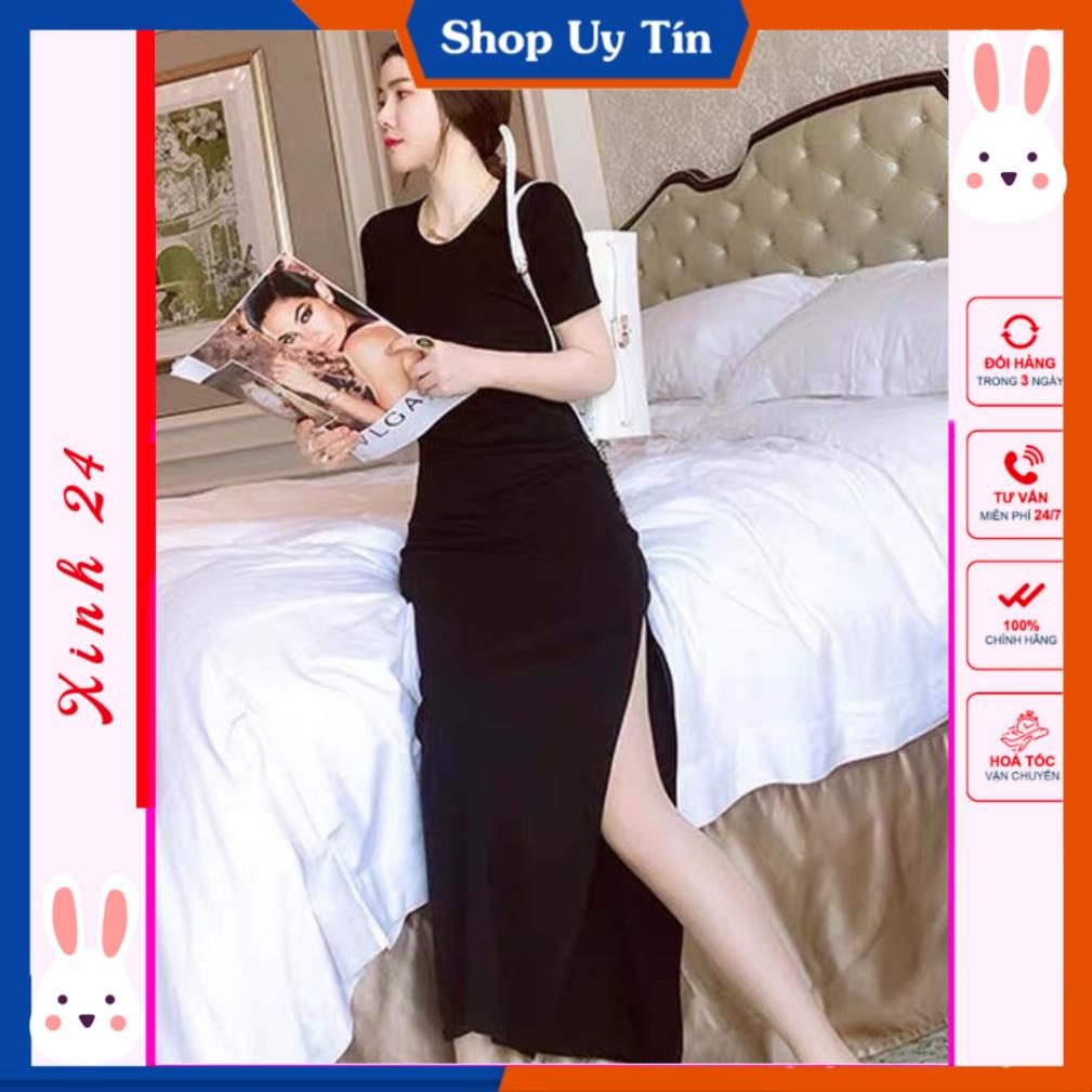 Đầm body tay ngắn / váy dáng dài xẻ quyến rũ [Ảnh thật kèm video] | BigBuy360 - bigbuy360.vn
