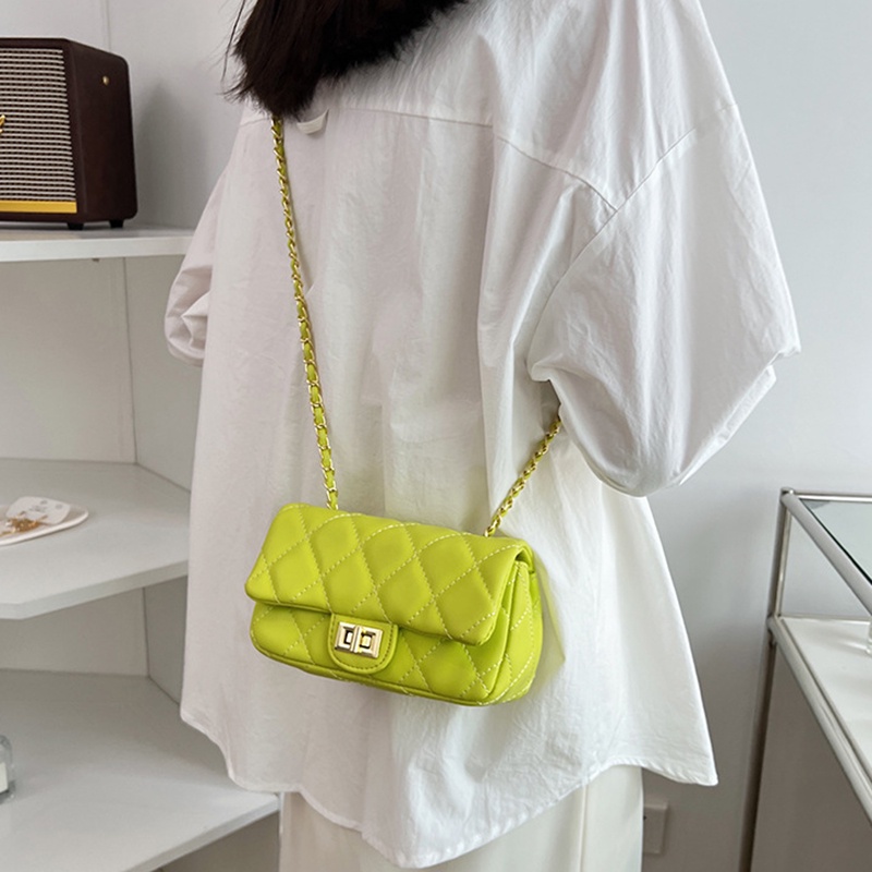 IELGY TúI đeo vai IELGY dáng hộp vuông cỡ nhỏ phối dây xích thời trang cho nữ