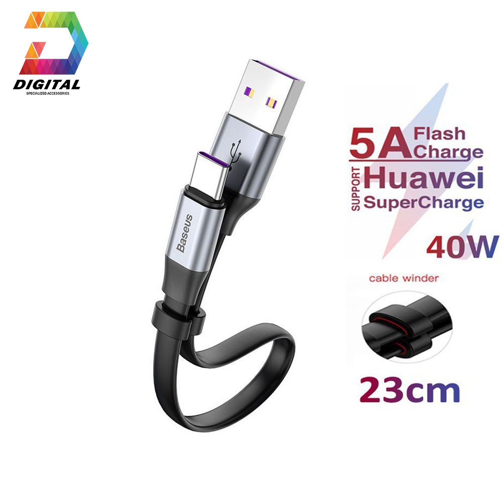 [Mã 2404EL10K giảm 10K đơn 20K] Cáp Baseus Nimble USB Type C 23cm Hỗ Trợ Sạc Nhanh Quick Charge 3.0