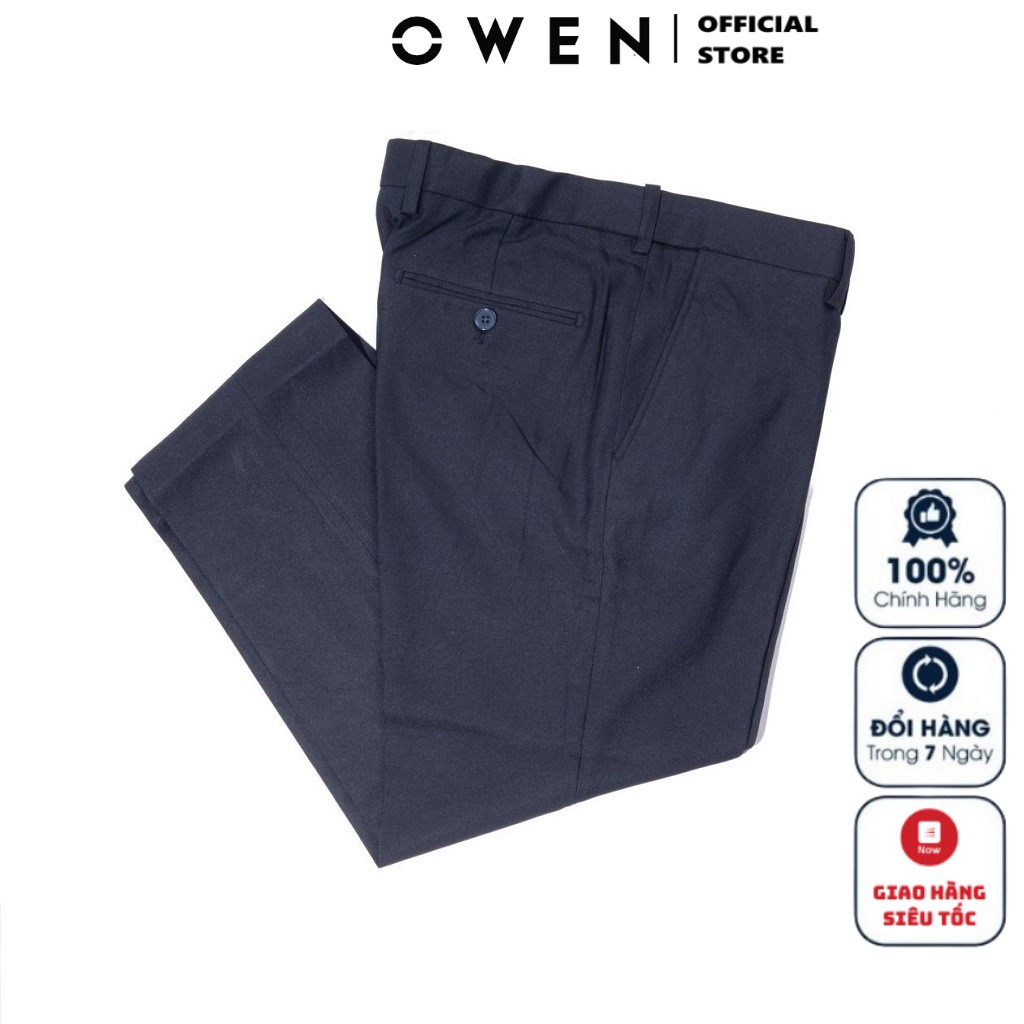 Quần Tây Nam Owen QST22445 Quần Âu Nam Kiểu Dáng Slim Fit Cạp Tăng Đơ Màu Xanh Navy Trơn