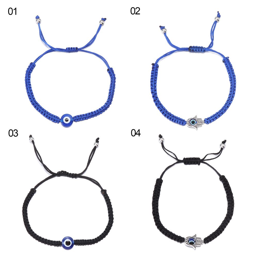 Vòng tay dây bện đính hạt họa tiết mắt quỷ may mắn kiểu dáng thời trang