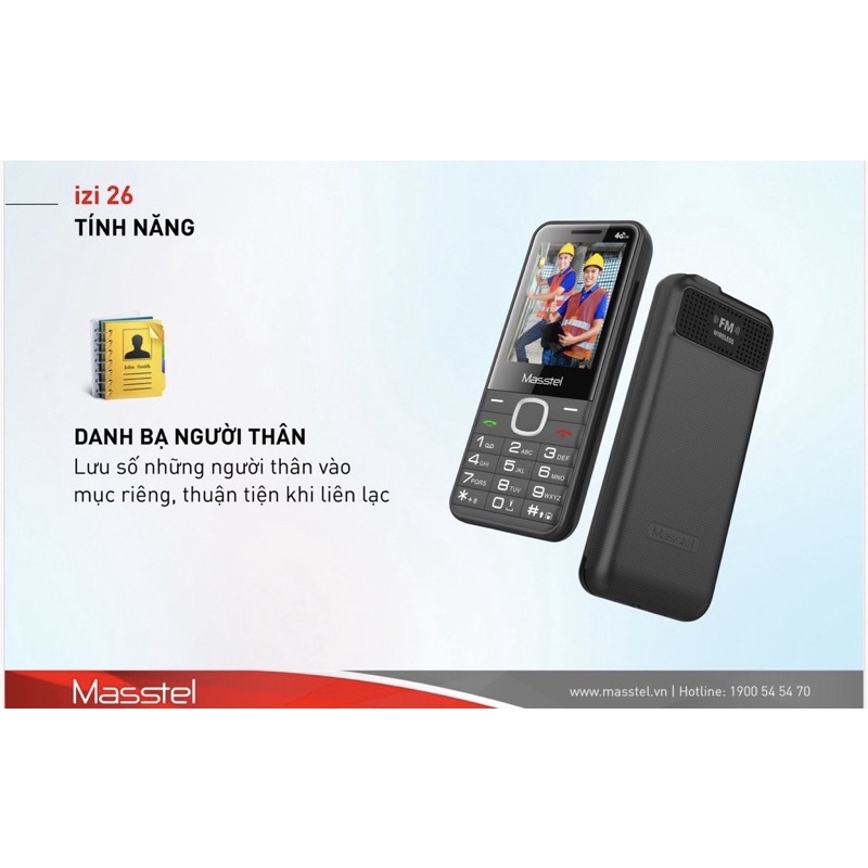 Điện thoại 4G Masstel IZI 26 4G mẫu mới - Hàng Chính Hãng - Bảo Hành 12 tháng