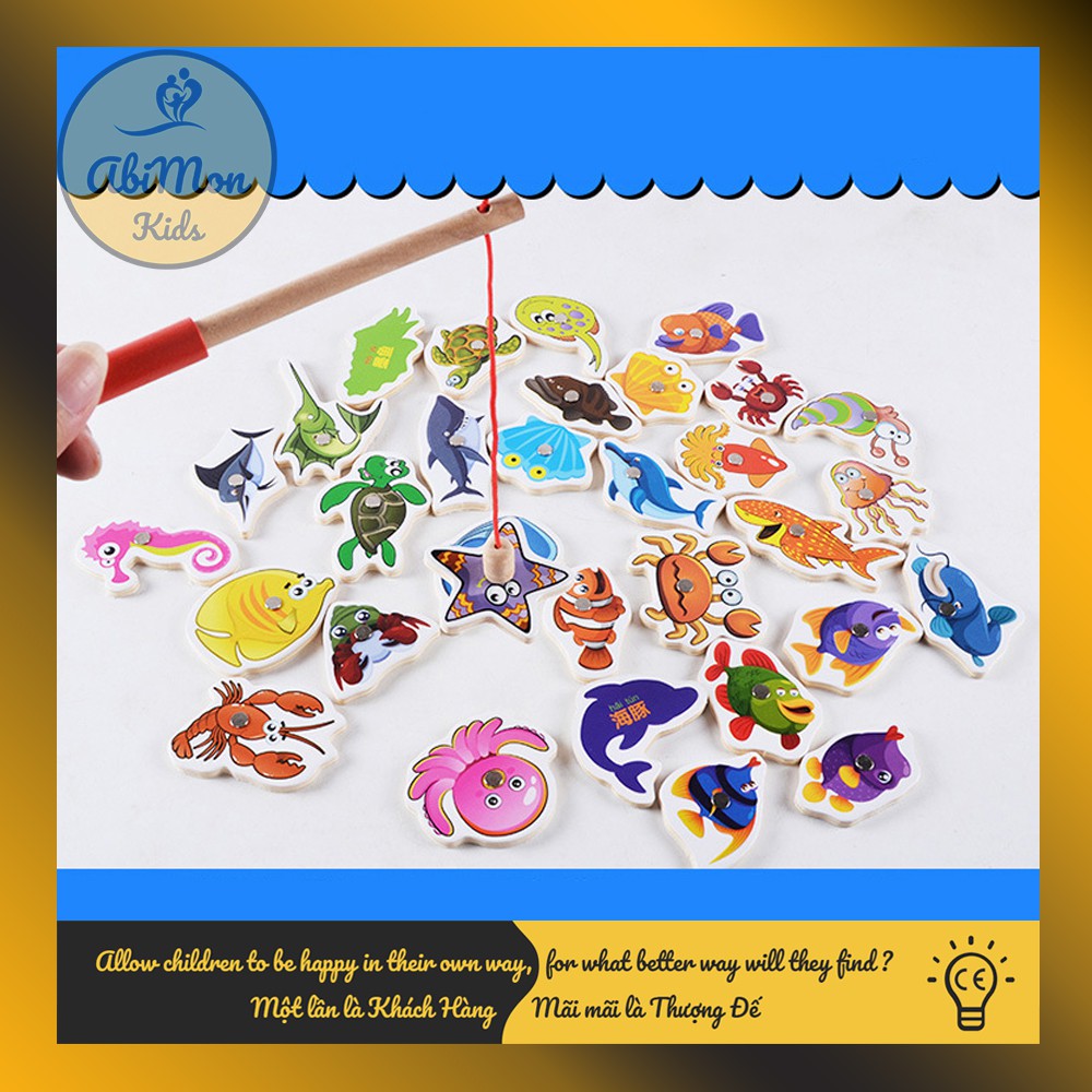 Bộ Câu Cá Nam Châm Bằng Gỗ Cho Bé ☘️ Montessori cao cấp ✨ (Đồ chơi Gỗ - Đồ chơi Giáo Dục - An toàn - Thông minh)