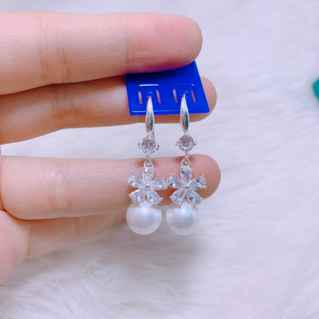 Bông tai nữ bạc thật, khuyên tai hoa 5 cánh tuyệt đẹp - Kho sỉ bạc Nhất Linh