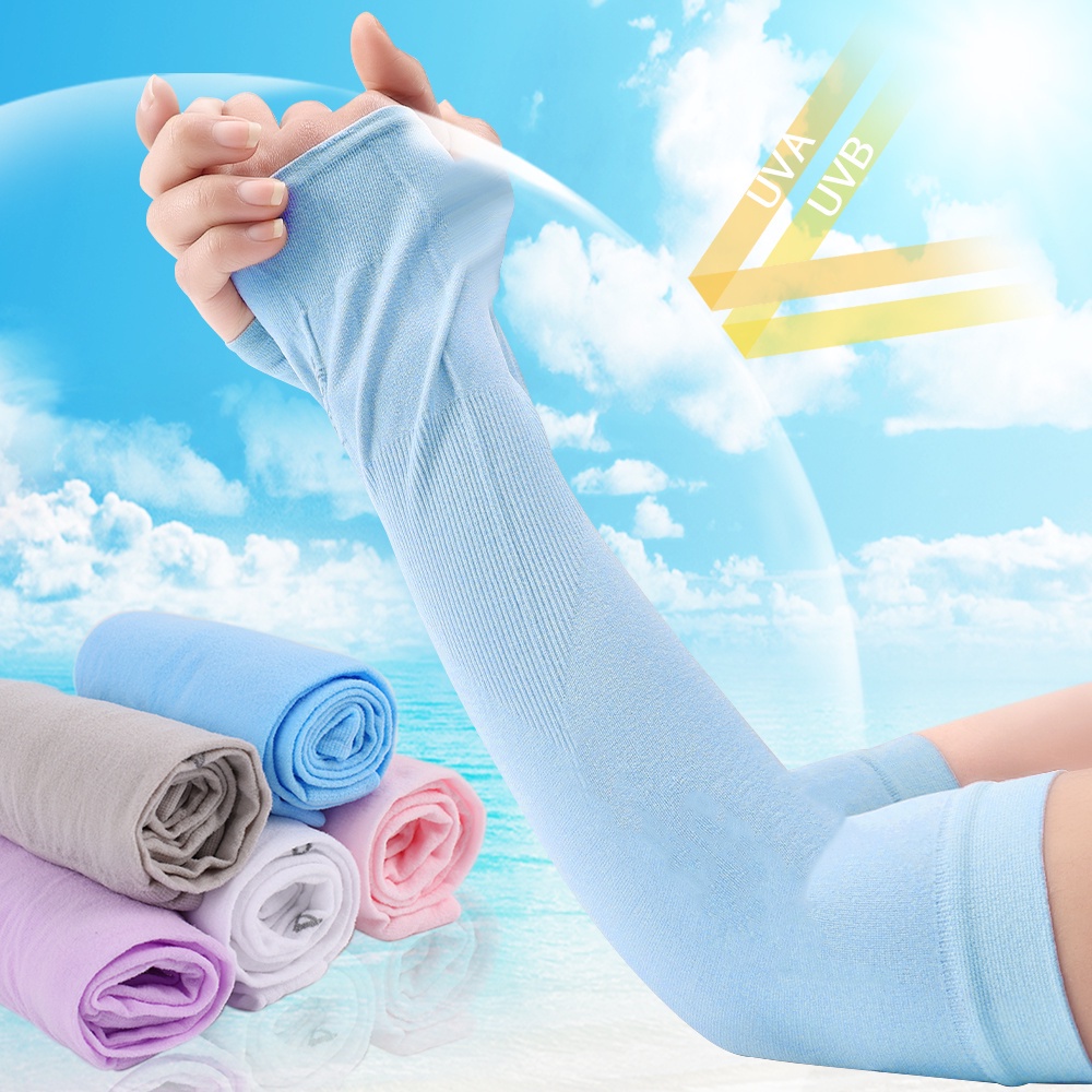 Găng Cánh Tay Bằng Lụa Lạnh Co Giãn Thoáng Khí Chống Tia UV Thoải Mái Thời Trang Cho Nữ