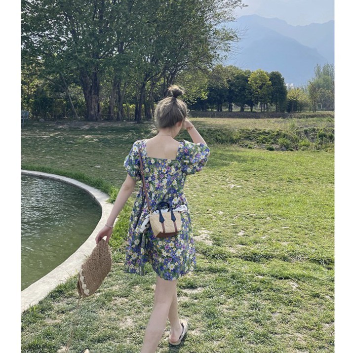 [SALE MẠNH] Váy hoa nhí cổ vuông tay bồng sang chảnh | BigBuy360 - bigbuy360.vn