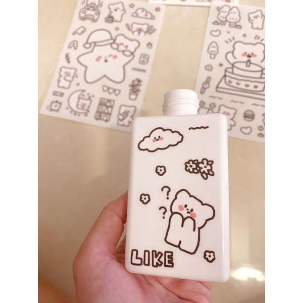 Set 6 tấm Stickers Gấu Thỏ cute chống thấm nước