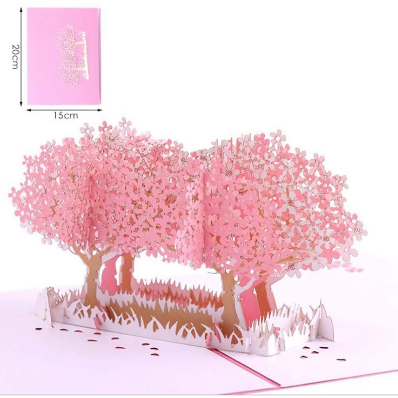 Sakura Pop-Up Card, 3D Card,Anniversary Card, Pop-Up Birthday Card