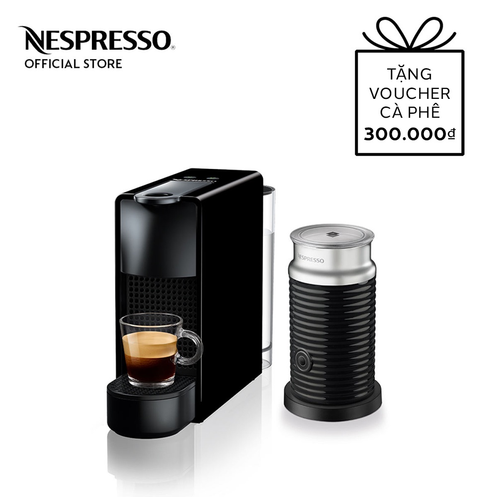 [Mã ELHADEV giảm 4% đơn 300K] Bộ máy pha cà phê Nespresso Essenza Mini - Đen &amp; máy đánh sữa Aeroccino 3