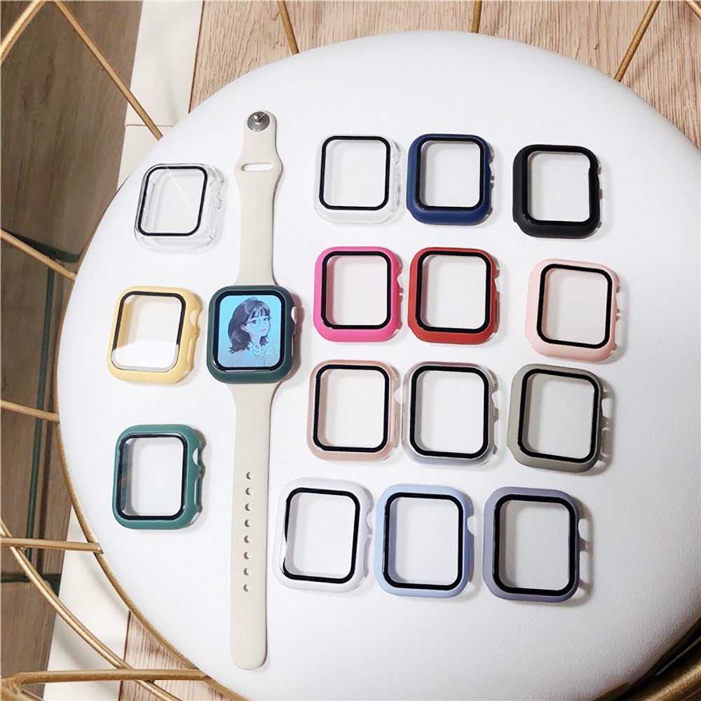 Vỏ bọc kèm kính cường lực 2 trong 1 bảo vệ cho Apple Watch 1 2 3 4 5 size  38mm/42mm/40mm/44mm