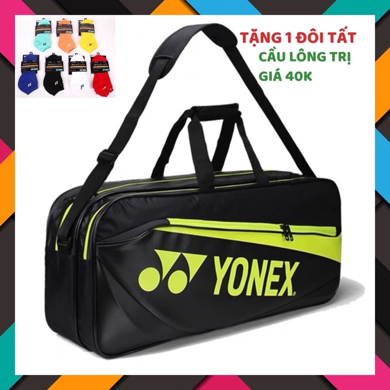 [TẶNG TẤT] Túi vợt thể thao cầu lông Yonex BAG8911 đen vàng chuyên dụng, thiết kế rộng rãi, mẫu mã đa dạng