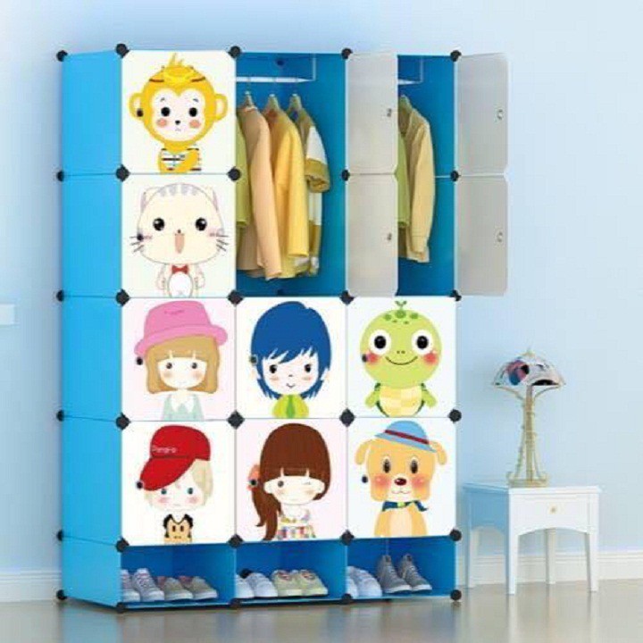 Tủ nhựa ghép-Tủ đựng quần áo 12 ô và 3 ô giày