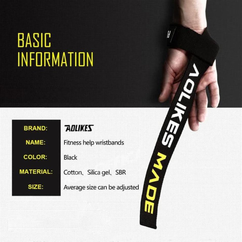 Cặp (2 chiếc) Dây Kéo Lưng Trơn Phụ Kiện Gym Aolikes Lifting Straps (7637)