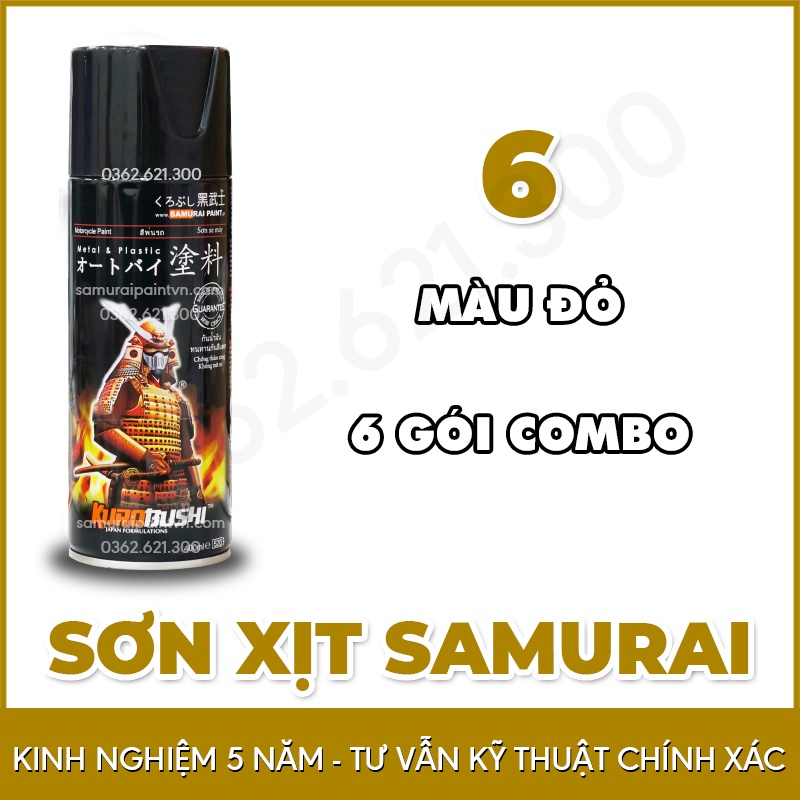 Son Samurai Màu Đỏ 6 - Combo Sơn Xịt Samurai Màu Đỏ 6