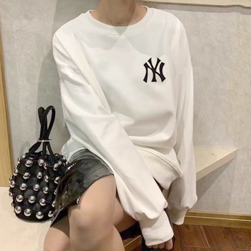 Áo thun sweater Hàn Quốc dáng rộng dài tay cổ tròn dành cho cặp đôi