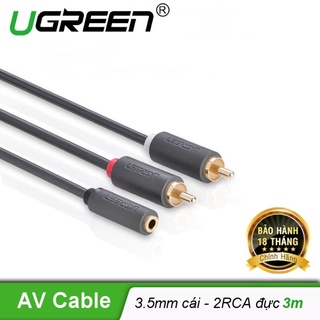Cáp audio 3.5mm âm ra 2 rca dương dài 20cm ugreen 10561