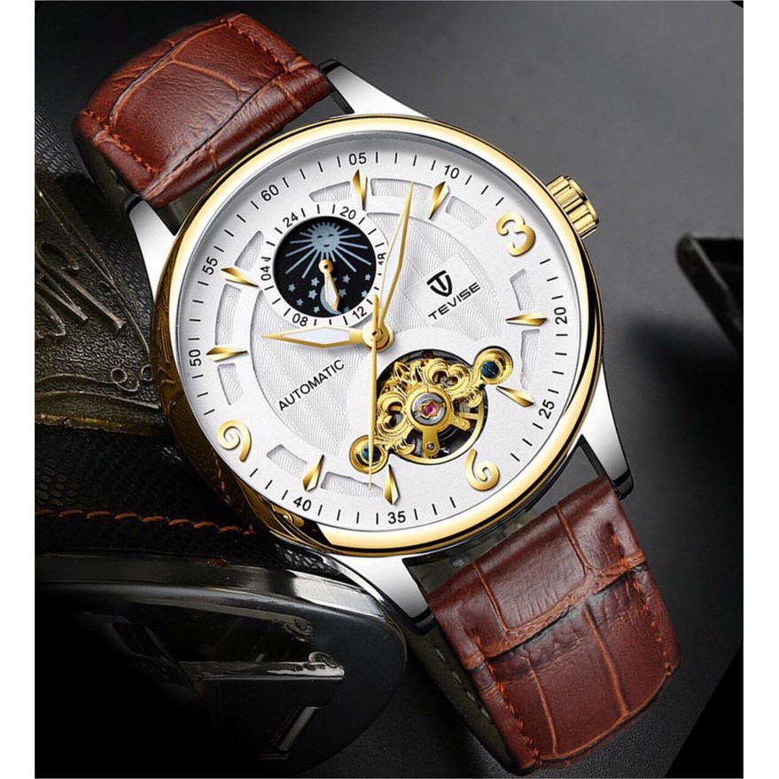 ĐỒNG HỒ NAM AUTOMATIC HIỆU TEVISE CHÍNH HÃNG DÂY DA ĐỦ MÀU (TẶNG KÈM HỘP) | BigBuy360 - bigbuy360.vn