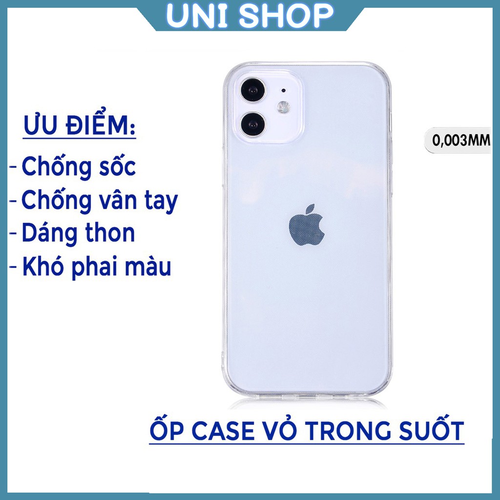 Ốp lưng iPhone trong suốt Case, ốp điện thoại silicon cho iPhone 5/6/6plus/7/7plus 8/8plus/X ~> 12/12 promax - Uni Shop
